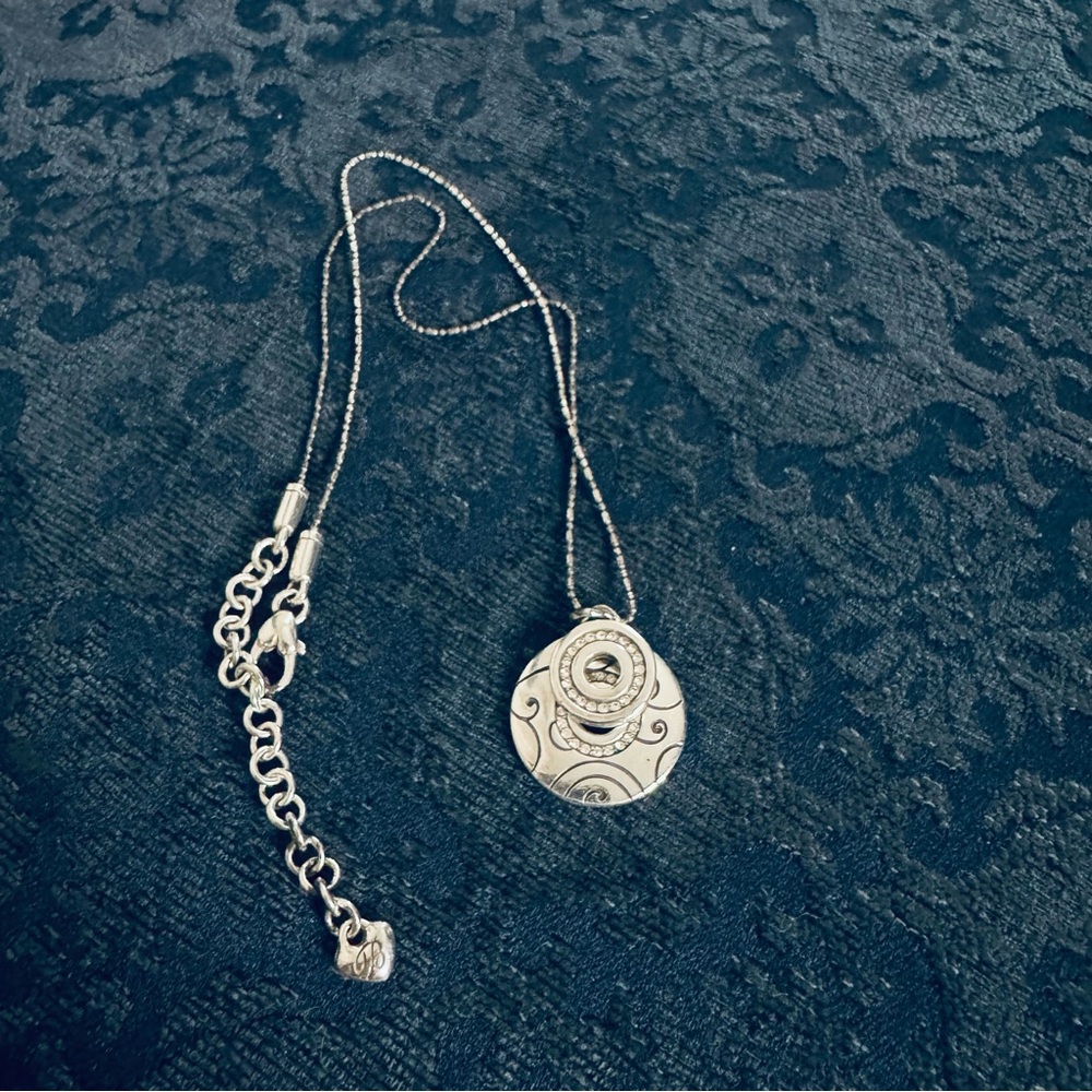 Brighton Silver tone stacked Circle Pendant Necklace Crystal embellishment